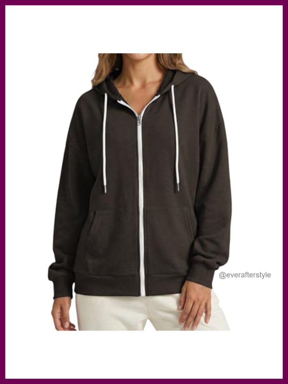 Women's Oversized Zip Up Hoodie Lightweight Cotton Hooded Sweatshirt